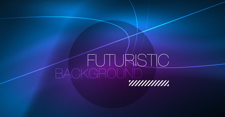 Neon glowing magic background, neon banner, night sky wallpaper. Magic light effect. Christmas abstract pattern.