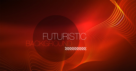 Neon lines wave background. Abstract composition