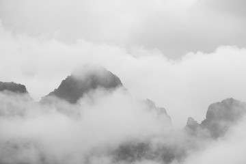 Mountains and mist black and white style