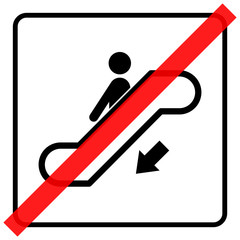 gz227 GrafikZeichnung - nmss27 NewModernSanitarySign nmss - german - Rolltreppe: Piktogramm Pfeil abw&auml;rts / defekt - english - escalator: icon pictogram - arrow down / broken - illustration - xxl g689