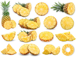 Collection Pineapple isolated on white background