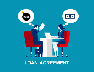 Business person make a loan agreement. Concept business vector, Debt, Financial, Money & Currency.