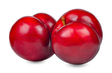 Red plum isolated on white clipping path