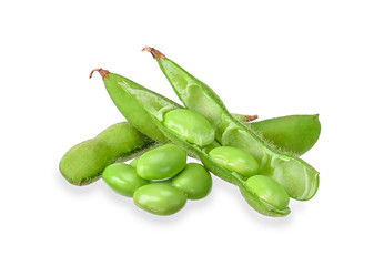 Green soy bean isolated on white clipping path