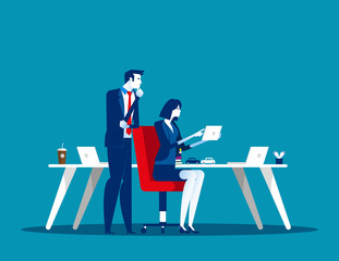 Business team use the tablet in the analysis. Concept business vector, Technology, tablet, Achievement.