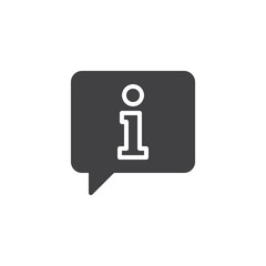 Information speech bubble vector icon. filled flat sign for mobile concept and web design. Info chat simple solid icon. Symbol, logo illustration. Pixel perfect vector graphics