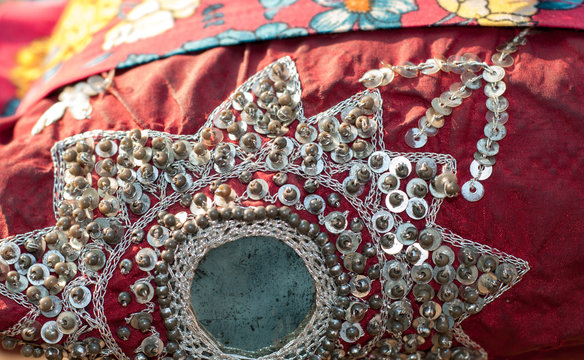 A handcraft pillow in the rural area of the Pinjab