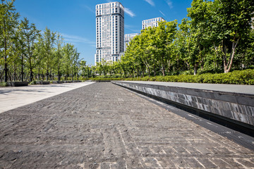 modern building and beautiful park, china