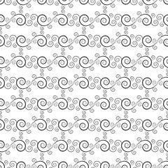 Black abstract spiral seamless pattern. Fashion graphic background design. Modern stylish abstract texture. Monochrome template for prints, textiles, wrapping, wallpaper, website Vector illustration.
