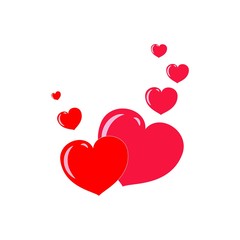 Heart of card isolated. Red sign on white background. Romantic silhouette symbol linked, join, love, passion and wedding. Colorful mark of valentine day, card. Design element. Vector illustration.