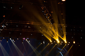 Performance moving lighting on construction light beam ray