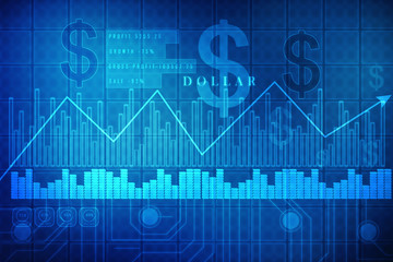 2d rendering Stock market online business concept. business Graph 