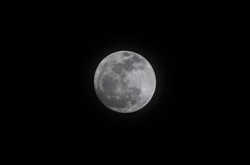 full moon on black sky background.
