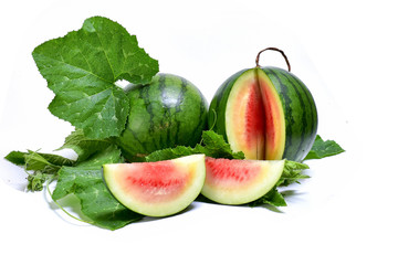  Fresh watermelon and leaves