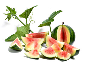 Fresh watermelon and leaves