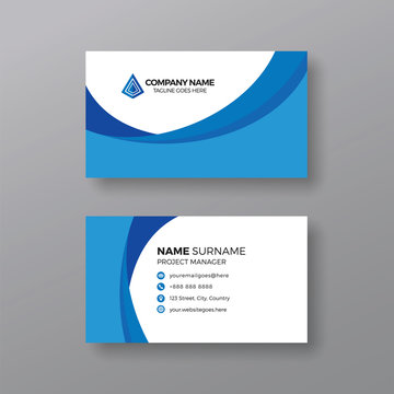 Corporate blue business card design template