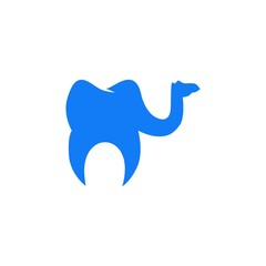 Creative logo combination. Camel with dent logo concept. Dental clinic logo design vector icon