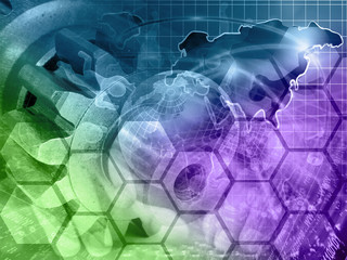 Globe, gear and mans