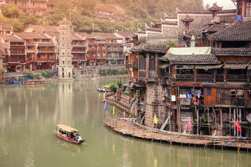 Fototapeta na wymiar Landscape of Phoenix ancient town(Fenghuang),Hunan,China