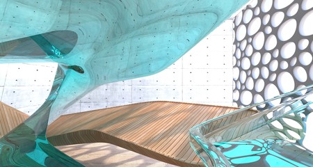 Fototapeta premium Empty dark abstract concrete and wood smooth interior. Architectural background. 3D illustration and rendering