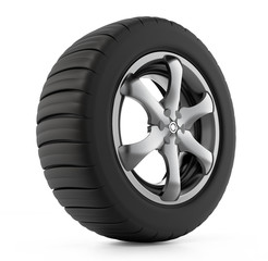 Tyre and wheel isolated on white background. 3D illustration