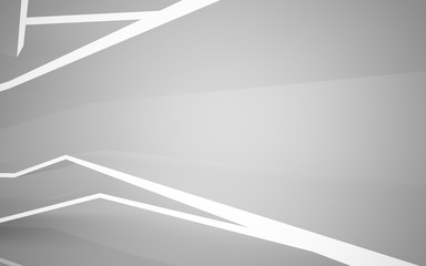 Abstract white interior of the future, with neon lighting. 3D illustration and rendering