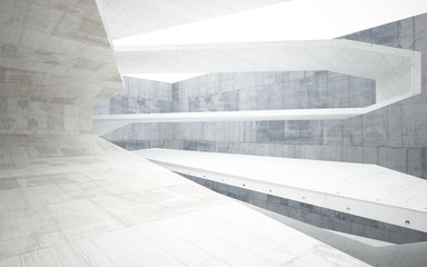 Abstract interior of glass and concrete. Architectural background. 3D illustration and rendering 