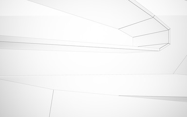 Abstract white interior highlights future. Polygon drawing . Architectural background. 3D illustration and rendering