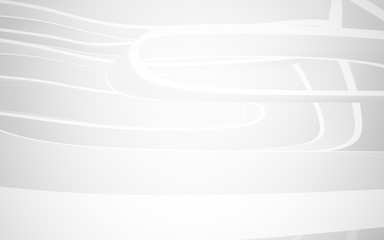 Abstract smooth white interior of the future. Night view from the backlight. Architectural background. 3D illustration and rendering 