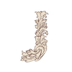 Fancy foliage uppercase letter J
