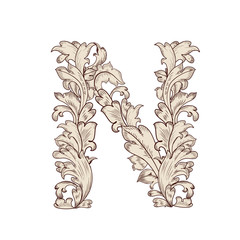 Fancy foliage uppercase letter N