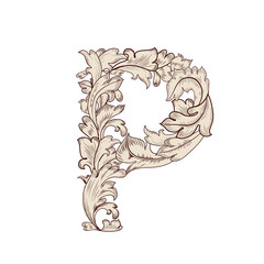 Fancy foliage uppercase letter P