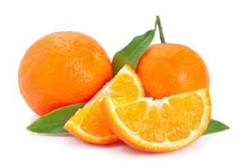 Clementine citrus fruit on white