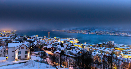 Fototapeta premium night cityscape ,Tromso , Norway