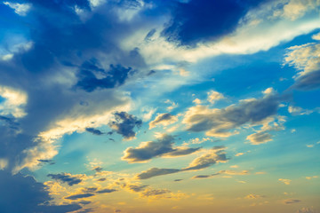 Copy space summer blue sky and white cloud abstract background.