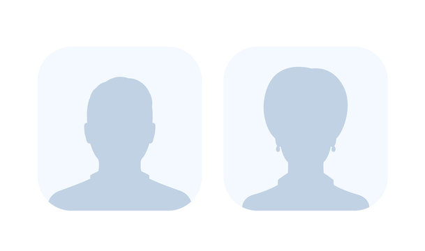 Default avatars, photo placeholders, profile pictures, male and female