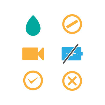 Set of icons. Buttons in the squares on light background. Vector illustration