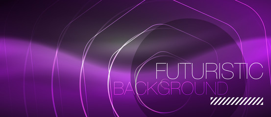 Black and glowing color lines neon design, magin techno template background