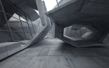 Abstract interior of concrete . Architectural background. 3D illustration and rendering 