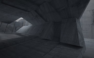 Abstract interior of concrete . Architectural background. 3D illustration and rendering 
