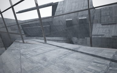 Abstract interior of concrete . Architectural background. 3D illustration and rendering 
