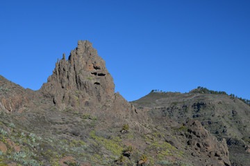 Fototapeta na wymiar La Gomera: hinking from Alajeró to Imada, througth the Canyopn de Guarimiar and up to the Cabezo de las Vetilas
