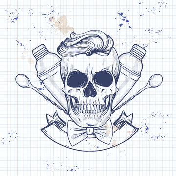 Sketch, barman skull