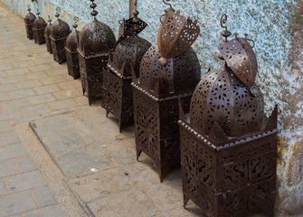 Marokoanska lampa metalowa,  - obrazy, fototapety, plakaty