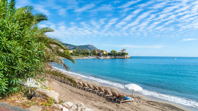 Landscape with amazing beach Baie des Fourmis, Beaulieu sur Mer,  Cote d'Azur, France