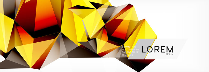 3d card on light backdrop. Abstract triangle pattern. Futuristic geometric background.