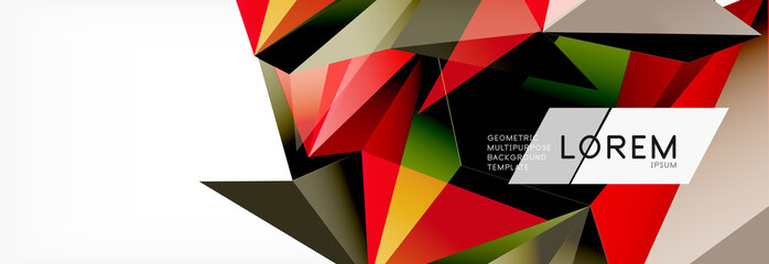 Triangle 3d polygonal art style. Future geometric design. Vector geometry futuristic illustration