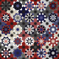 Bright seamless pattern of geometric shapes. Color creates the volume elements.