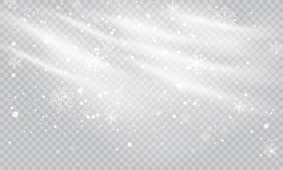 Snow and wind on a transparent background. White gradient decorative element, vector illustration.Winter and snow with fog.