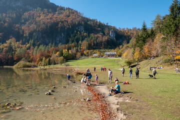 Herbst Spiegelung am Laudachsee Gr&uuml;nberg